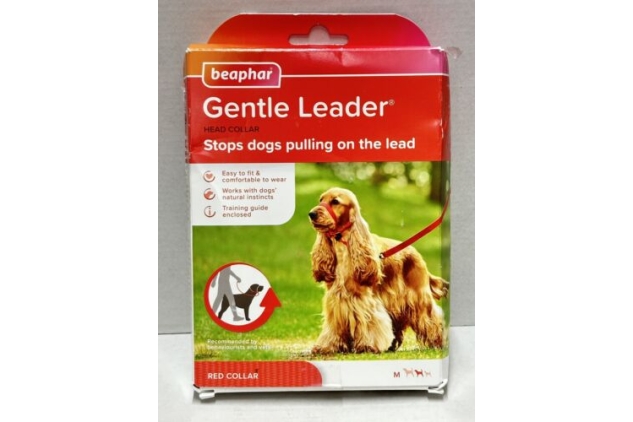 Beaphar Medium Gentle Leader Dog Head Collar Training Aid Stops Pulling RED