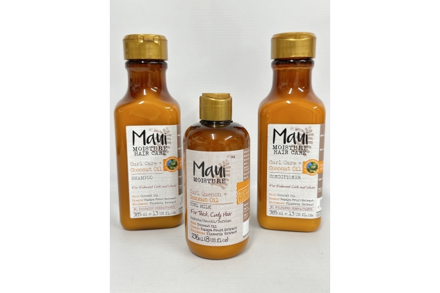 Maui Moisture Curl Quench Coconut Oil SHAMPOO x 385ml & Curl Quench Curl LEAVE IN Milk x 236ml & Curl Quench CONDITIONER x 385ml | Ideal Gift