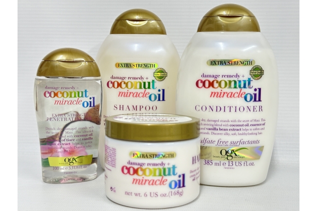 OGX Coconut Miracle Oil Set with Shampoo 385ml, Conditioner 385ml, Hair Mask 168g and Oil 100ml