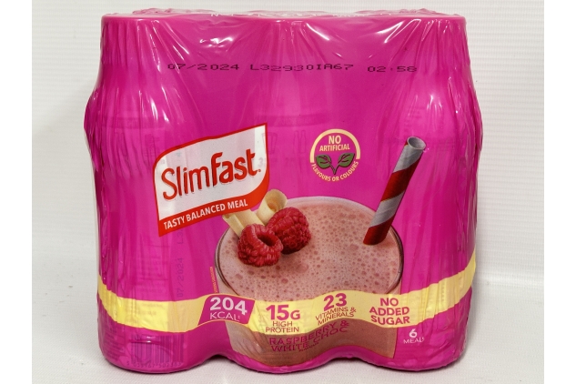 SlimFast Meal Replacement Ready To Drink Shake Raspberry & White Choc 325ml (Pack of 6) BEST BEFORE DATE 31/07/2024