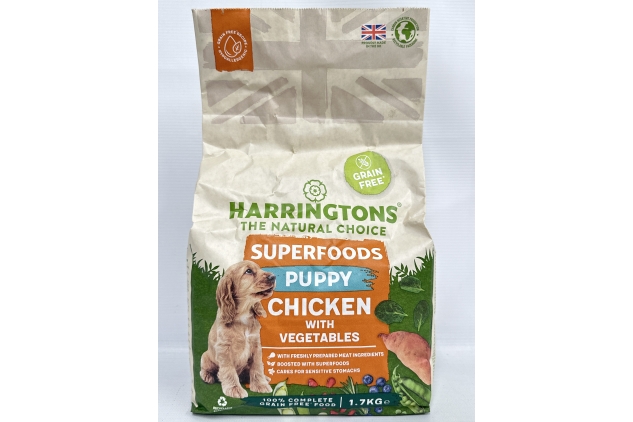 Harringtons Superfoods Puppy Complete Grain Free Hypoallergenic Chicken with Veg Dry Dog Food 1.7kg