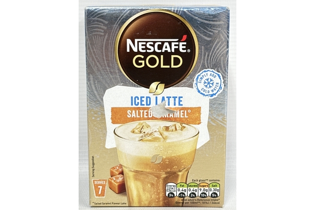 Nescafe Gold Iced Salted Caramel Latte Instant Coffee Sachets 7 Sachets | Best Before Date 31/07/2024