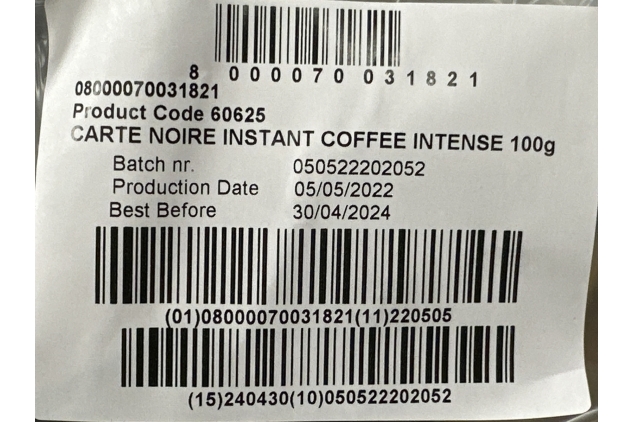 Carte Noire Intense, Arabica and Robusta Dark Roast Instant Coffee, 100g (6 Jars) Best Before Date 30/04/2024