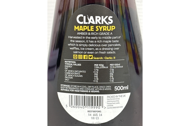 Pure Canadian Maple Syrup Medium Grade 500ml | Clarks BBE 04/08/2024