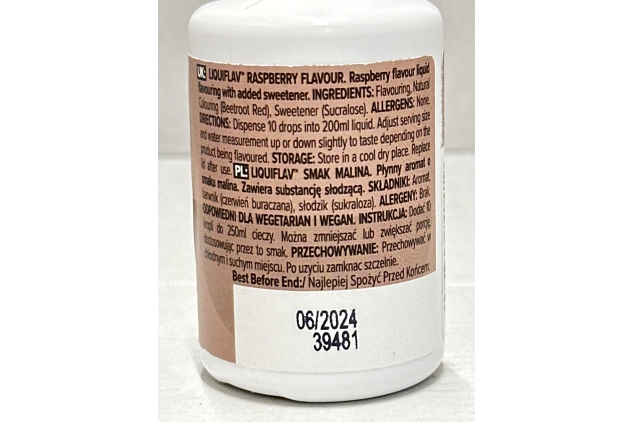 Bulk LiquiFlav, Flavour Drops, Raspberry, 50 ml | Best Before Date 30/06/2024