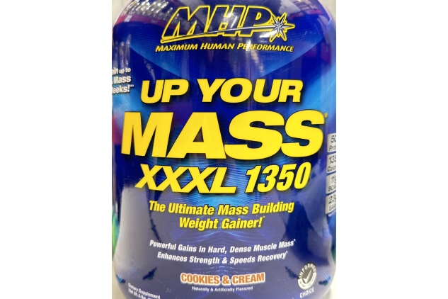 MHP - UYM XXXL 1350 Mass Building Weight Gainer, Muscle Mass Gains, w/50g Protein, High Calories, Cookies & Cream, 8 Servings, 2.7kg