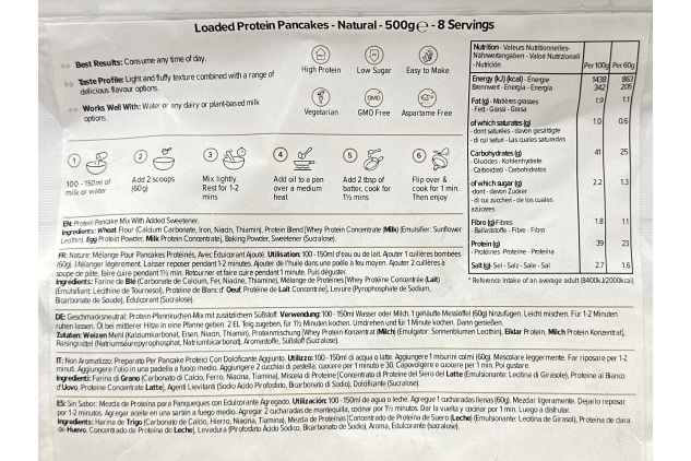 Protein Works - Loaded Protein Pancake Mix | Premium Pancake Mix | High Protein Pancakes | High Protein Breakfast | Low Sugar Snack | 8 Servings | Natural | 500g