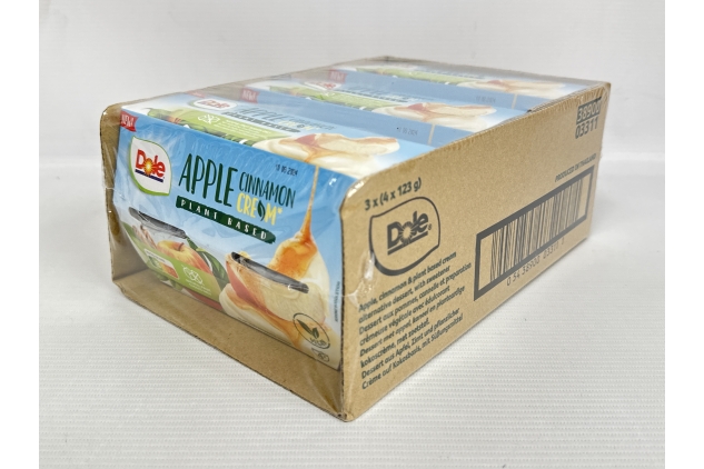 Dole VEGAN Fruit & Cream Apple & Cinnamon 3 x 4 Packs | Healthy Snack Made with Fresh Fruit | Fruit Bowl | Perfect Winter Breakfast & Dessert | Add To Recipes | Best Before Date 10/08/2024