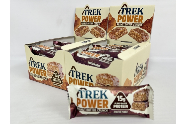 TREK Protein Power Bar Peanut Butter Crunch - Plant Based - Gluten Free - Vegan Snack - 55g X 32 Bars | BBE 19/09/2024