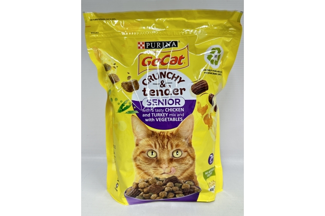 Go-Cat Crunchy & Tender Senior Dry Cat Food Chicken Turkey & Veg 800g, Pack of 4