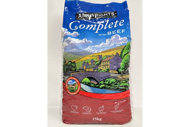 Arkwrights Complete with Beef Dry Dog Food 15kg - Complete Nutrition for Working and Sporting Adult Dogs - Healthy, Nutritious Dry Dog Biscuits