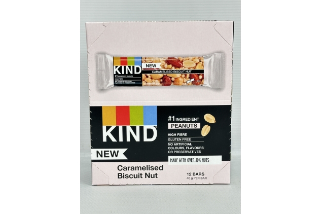 KIND Bars, Gluten Free Snack Bars, Caramalised Biscuit Nut, High Fibre, 12 X 40g