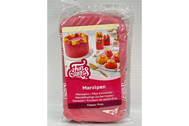 FunCakes Marzipan Classic Pink: Easy to Use, Delicious Taste, Flexible and Smooth, Easy to Roll Out, Fine and Firm, Perfect for Cake Decorating, Halal, Kosher and Gluten Free. 250 g | Best Before Date 28/08/2024