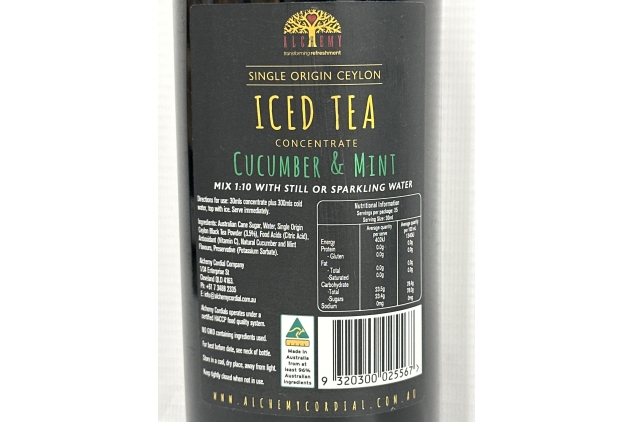 Alchemy Cucumber and Mint Iced Tea Cordial Syrup Concentrate for Cocktails & Mocktails (1 x 750ml)