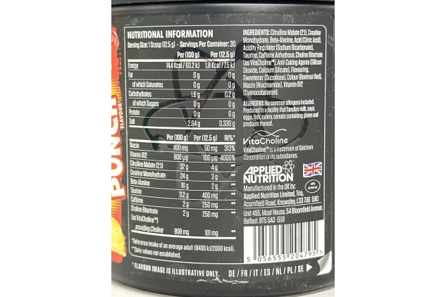 Applied Nutrition ABE Pre Workout - All Black Everything Pre Workout Powder, Energy & Physical Performance with Citrulline, Creatine, Beta Alanine (375g - 30 Servings) (Fruit Punch)