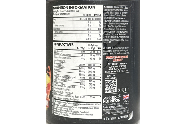 Applied Nutrition ABE Pump Pre Workout - All Black Everything Stim Free Pump Pre Workout Powder | Pump, Energy & Strength with Citrulline, Creatine, Beta-Alanine (500g - 40 Servings) (Red Hawaiian)