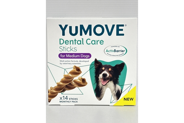 Lintbells YuMOVE Dental Care | Dental Sticks for Medium Dogs Tasty Chews with Natural Ingredients which Target Plaque & Freshen Breath,White | 14 Pack | BEST BEFORE DATE 19/07/2024