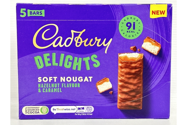 Cadbury Delights Soft Nougat Hazelnut & Caramel Chocolate Bars 22g | 30 Bars | Bulk Buy | Best Before Date 11/08/2024