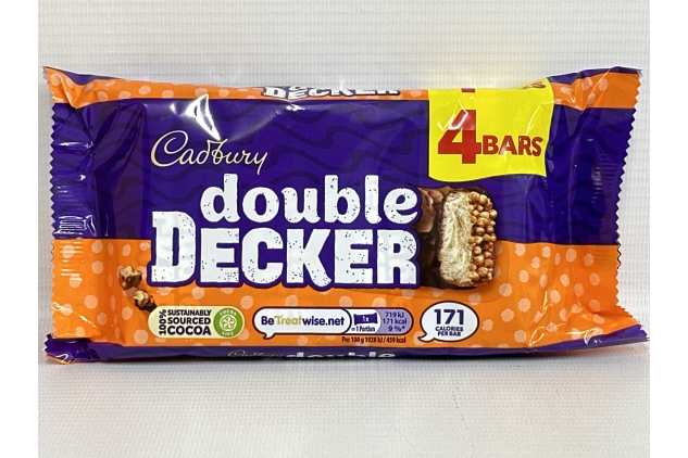 Cadbury Double Decker Chocolate Bar Multipack (4 X 37.3g = 149.2g) BBE 07/09/2024