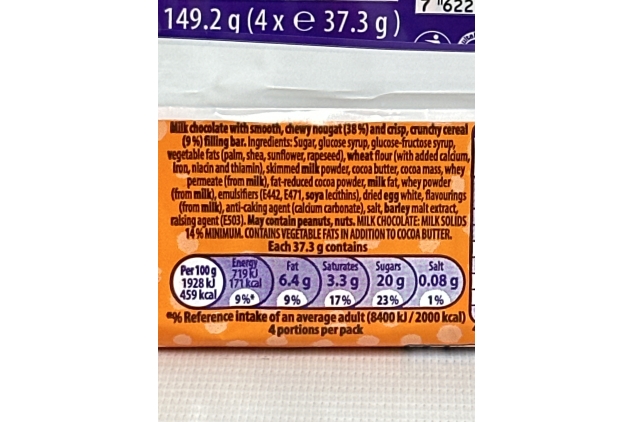 Cadbury Double Decker Chocolate Bar Multipack (4 X 37.3g = 149.2g) BBE 07/09/2024