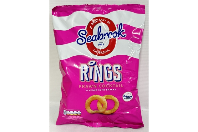 Seabrook Prawn Cocktail Loaded Rings Corn Snack 8 X 90g | Vegan Bulk Buy Crisps | Best Before Date 02/09/2024