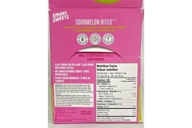 Smart Sweets Low Sugar Sourmelon Bites Candy Fruity, Free of Sugar Alcohols & No Artificial Sweeteners Sweetened with Stevia, Natural Fruit Flavours 50g (Box of 12) BEST BEFORE DATE 25/08/2024