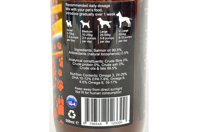 Oh My Dog! Pure Irish Salmon Oil | Natural Supplement For Dogs | 550ml