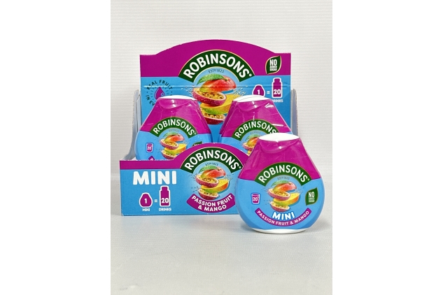 Robinsons Mini Passion Fruit & Mango On-The-Go Squash 66ml | No Added Sugar (Pack Of 6) BBE 30/09/2024