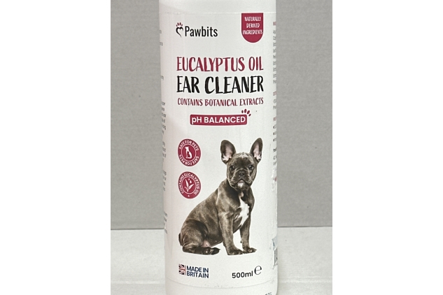 Pawbits Ear Cleaner for Dogs & Cats A Moisturising Ear Cleaning Solution with Eucalyptus Oil to Remove Dirt & Wax – Non Toxic & Soothing Drops to Stop Itching & Discomfort, Head Shaking (500ml)