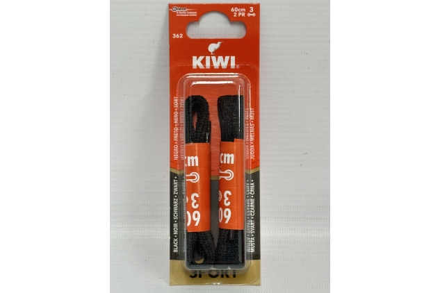 Kiwi Shoe Laces SPORT Flat Cord Black 60cm | 2 Pairs