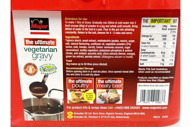 Major Gluten Free Vegetable Gravy Mix - 3kg