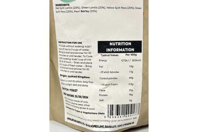 Soup Mix - A Mix of Lentils, Peas and Barley 3 kg | GMO Free | High Fibre | High Protein | Best Before Date 25/09/2024