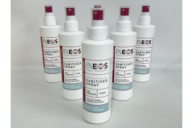 INEOS Sanitiser Spray 6 X 250ml For Surfaces | Hospital Grade | 75% Pharma Grade Alcohol | Kills 99.9% Of Viruses & Bacteria