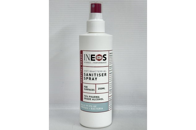 INEOS Sanitiser Spray 6 X 250ml For Surfaces | Hospital Grade | 75% Pharma Grade Alcohol | Kills 99.9% Of Viruses & Bacteria