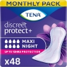 TENA Discreet Maxi Night Incontinence Pads for Heavy Bladder Weakness, 48 Incontinence Pads (6 x 8 Packs) for Women, Specifically Designed for Night Time Protection