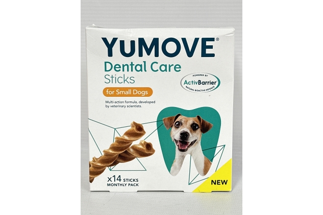 YuMOVE Dental Care | Dental Sticks for Small Dogs | 14 Pack | Tasty Chews with Natural Ingredients which Target Plaque & Freshen Breath | BEST BEFORE DATE 17/07/2024