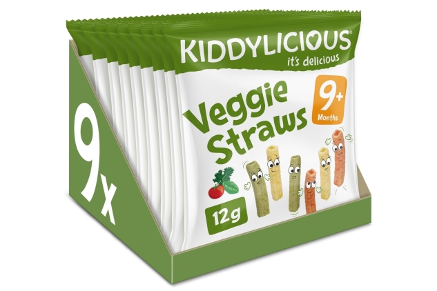 Kiddylicious Veggie Straws - Delicious Snacks for Kids - Suitable for 9+ Months - 9 Packs | BBE 28/02/2025