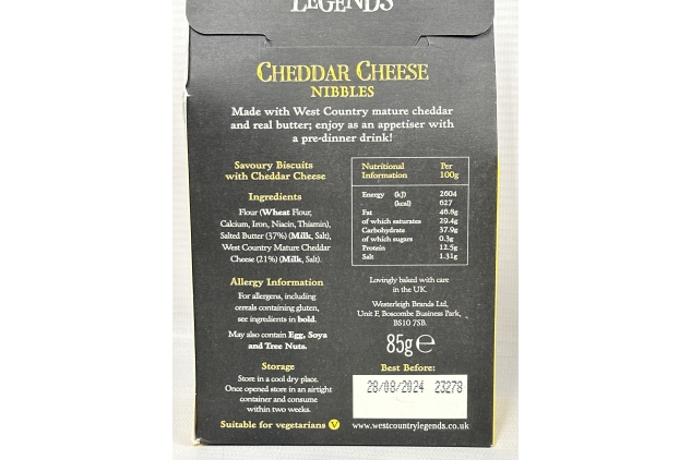 West Country Legends Cheddar Cheese Biscuit Nibbles 85g - 6 Pack | BEST BEFORE DATE 28/08/2024