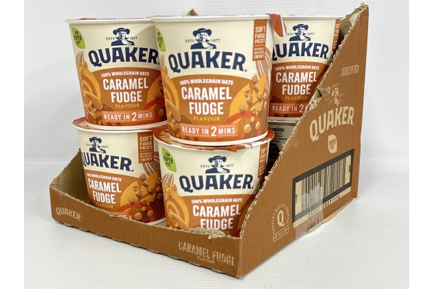 Quaker Heavenly Oats Caramel Fudge Porridge Pot 58g | Pack Of 8 | Best Before Date 24/08/2024