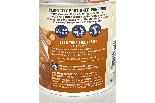 Quaker Heavenly Oats Caramel Fudge Porridge Pot 58g | Pack Of 8 | Best Before Date 24/08/2024