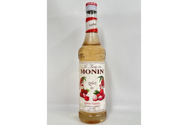 MONIN Premium Lychee Syrup 700ml for Cocktails and Mocktails. Vegan-Friendly, Allergen-Free, 100% Natural Flavours and Colourings. Perfect for Lychee Martinis | DAMAGED LABELLING