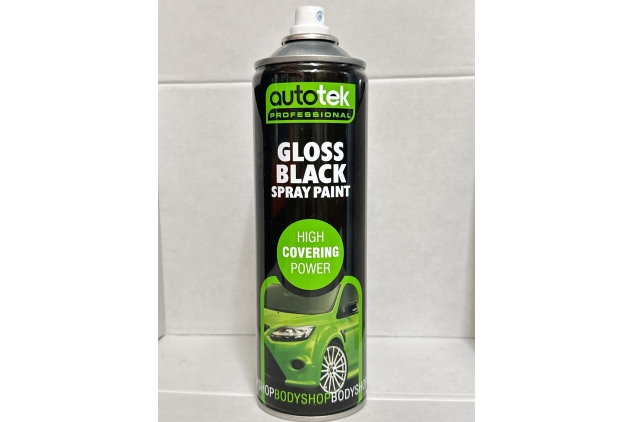 Autotek Professional High Covering Power Spray Paint, Gloss Black, 500 ml | MISSING LID