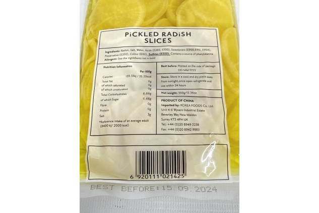 Blue Ville Pickled Radish Slices 350g | BEST BEFORE DATE 15/09/2024