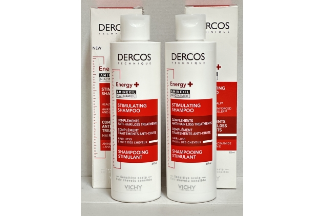 Vichy Dercos Energising Stimulating Shampoo 200ml (Pack Of 2) Complements Anti-Hair Loss Treatments