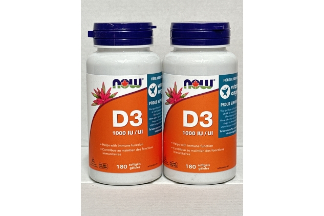 NOW - Vitamin D3 (1,000 IU) 180 Softgels (Pack Of 2)